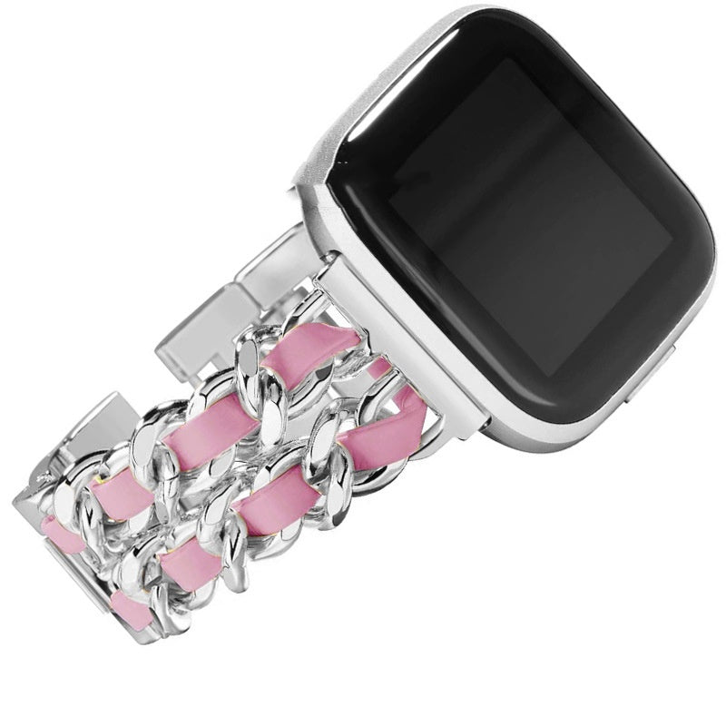 Stainless Steel Denim Chain Watch Strap | Fashion Metal Band Accessory