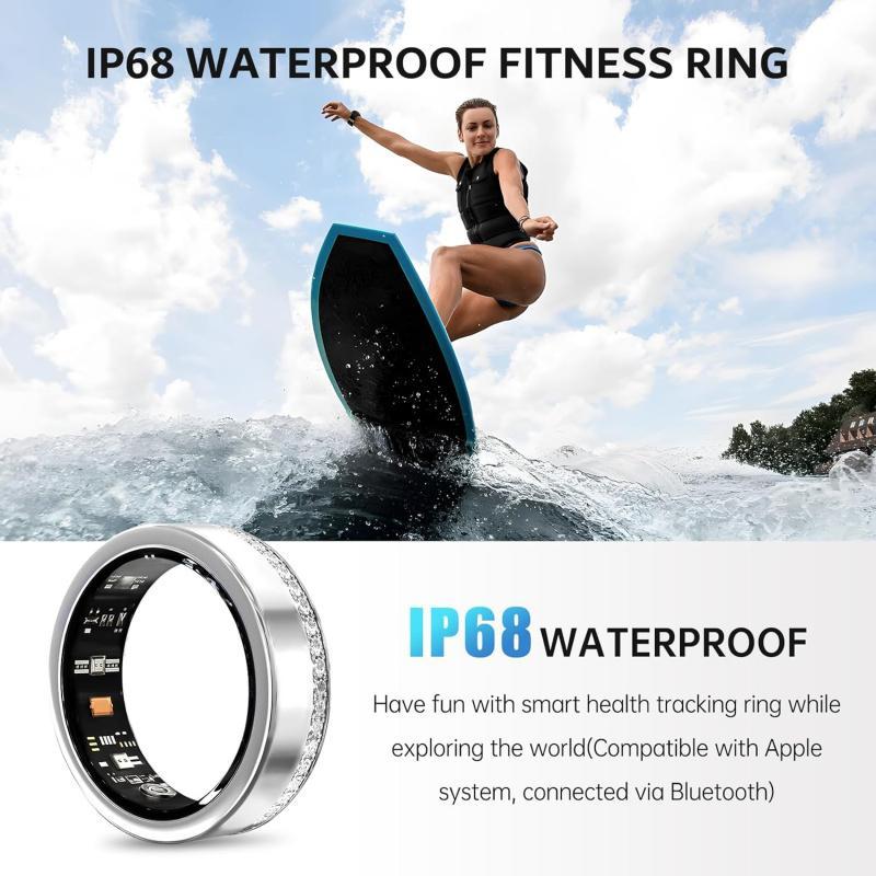2025 Smart Ring Women Luxury Diamond | Heart Rate Sleep Tracker IP68 Waterproof