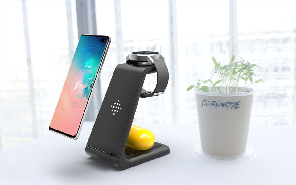 3-in-1 Fast Charging Station Wireless Charger Stand | Quick Charge Dock