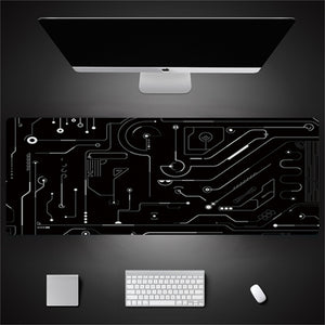 Industrial Style Tech Oversized Keyboard Mouse Desk Pad | Gaming Mat 520g