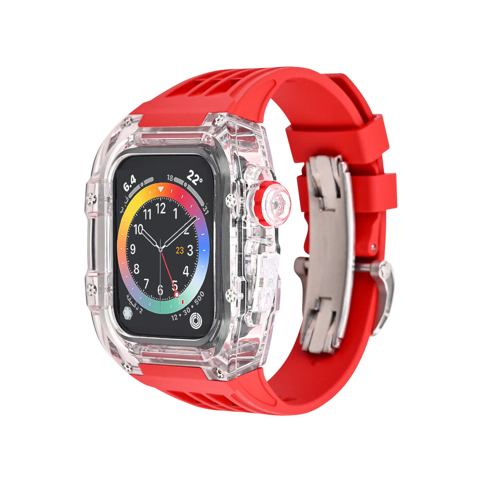 Transparent Case Fluorine Rubber Bow Buckle Watch Band | Apple Watch 44mm/45mm