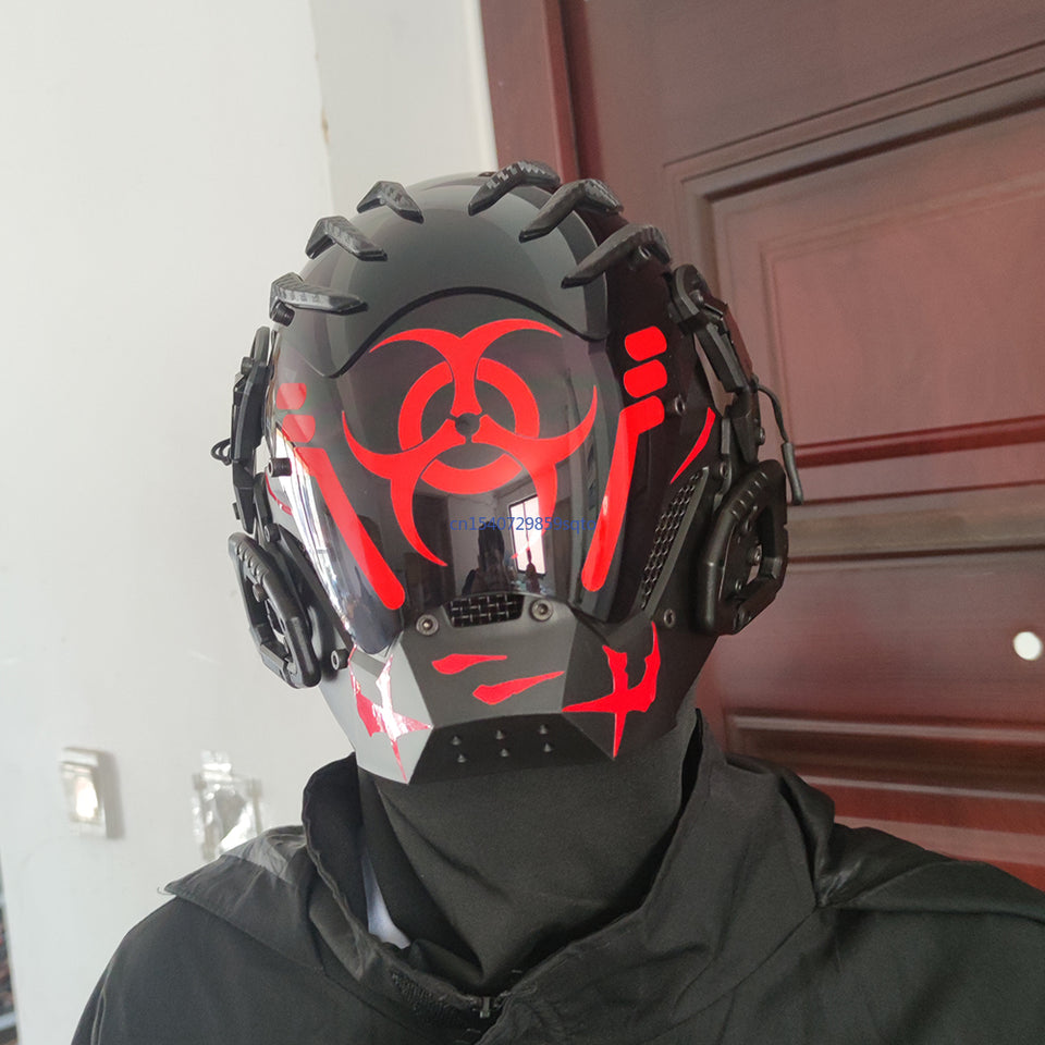 Bioweapon Black Mask Tech Creative Prop Full Face | Cyberpunk Helmet 300g