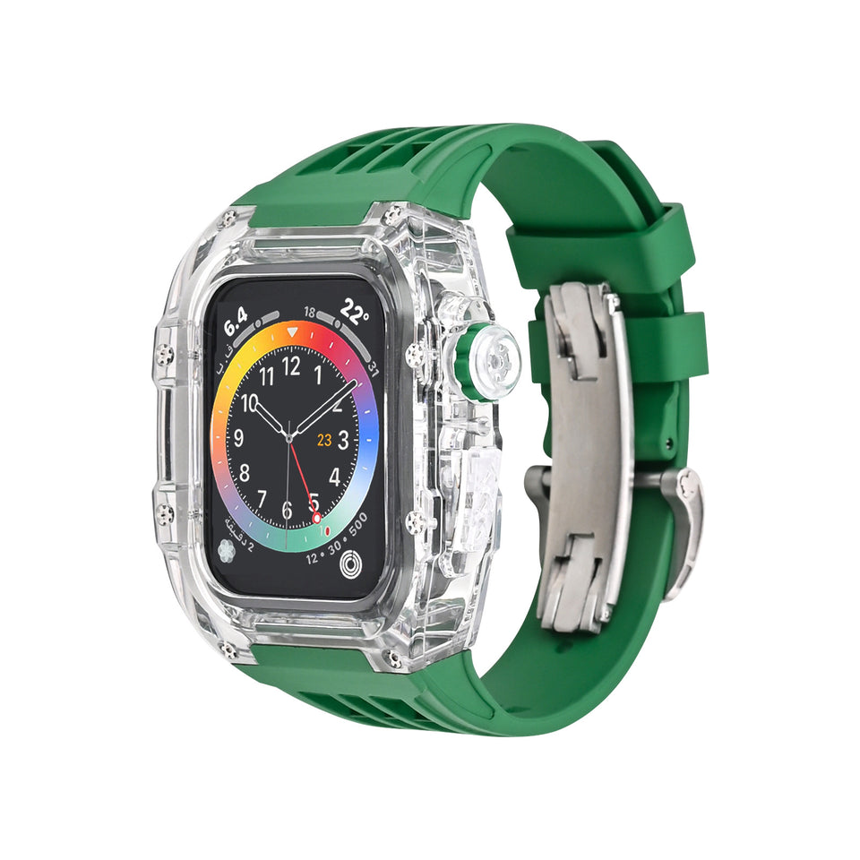 Transparent Case Fluorine Rubber Bow Buckle Watch Band | Apple Watch 44mm/45mm