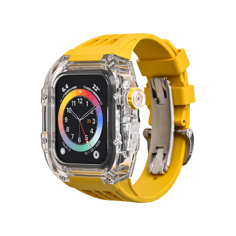 Transparent Case Fluorine Rubber Bow Buckle Watch Band | Apple Watch 44mm/45mm
