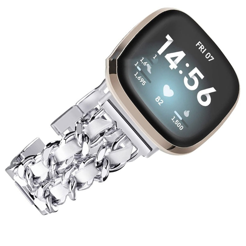 Stainless Steel Denim Chain Watch Strap | Fashion Metal Band Accessory