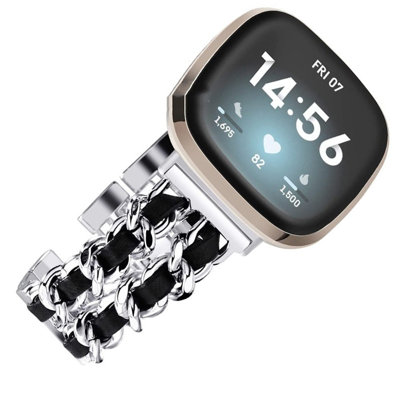 Stainless Steel Denim Chain Watch Strap | Fashion Metal Band Accessory