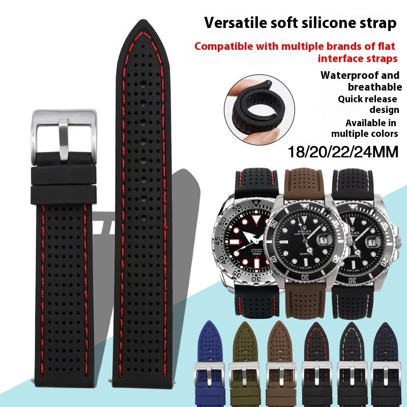 Watch Band With Line Silicone Strap | Durable Silicone Watch Band 40g