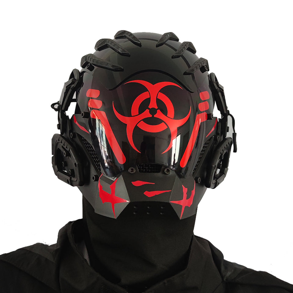 Bioweapon Black Mask Tech Creative Prop Full Face | Cyberpunk Helmet 300g