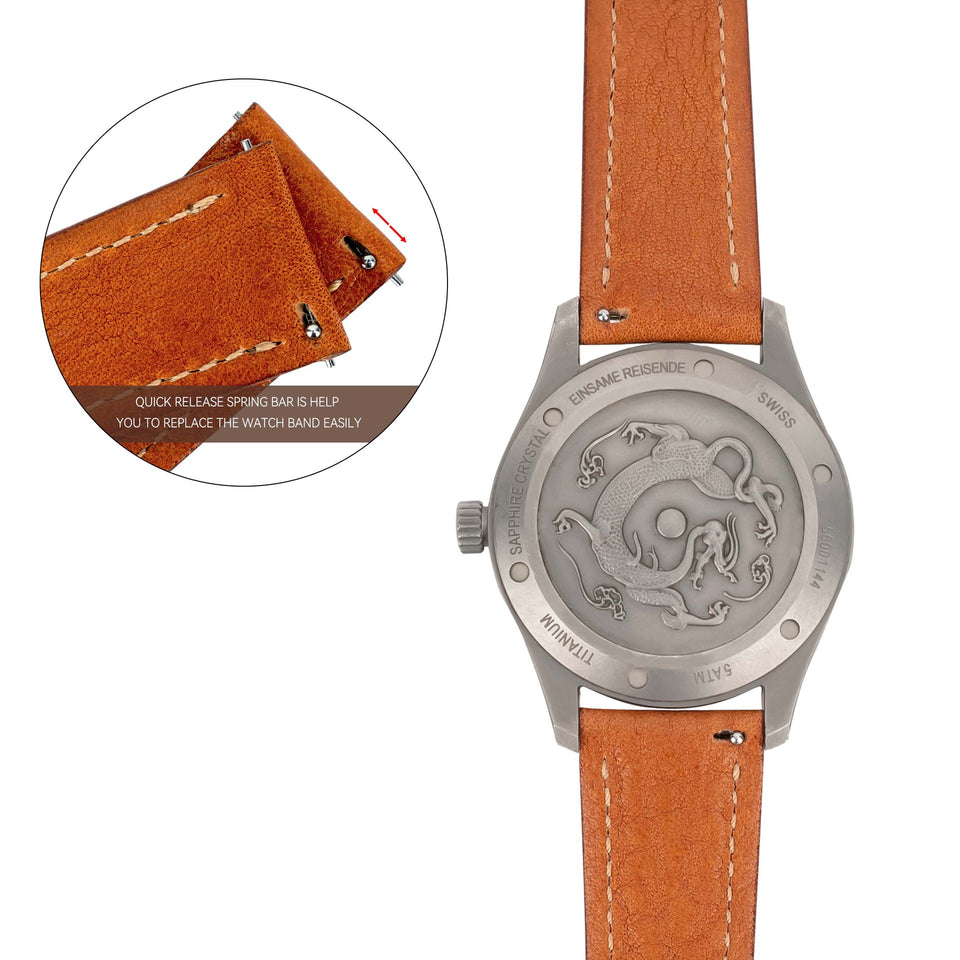 Retro Pure Cowhide Leather Watch Strap Pin Buckle | Vintage Watch Band