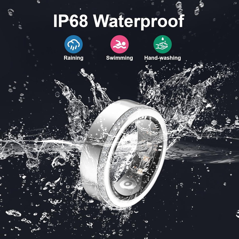 2025 Smart Ring Women Luxury Diamond | Heart Rate Sleep Tracker IP68 Waterproof