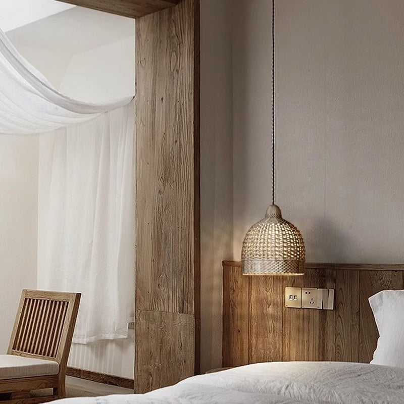 Dining Room Chandelier Retro Wooden Rattan Lamps | Tea Room Bedroom Lighting