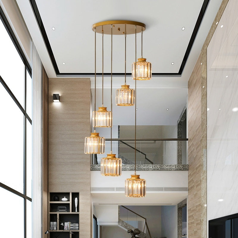 Duplex Staircase Long Chandelier Modern Minimalist Crystal | Luxury Lighting