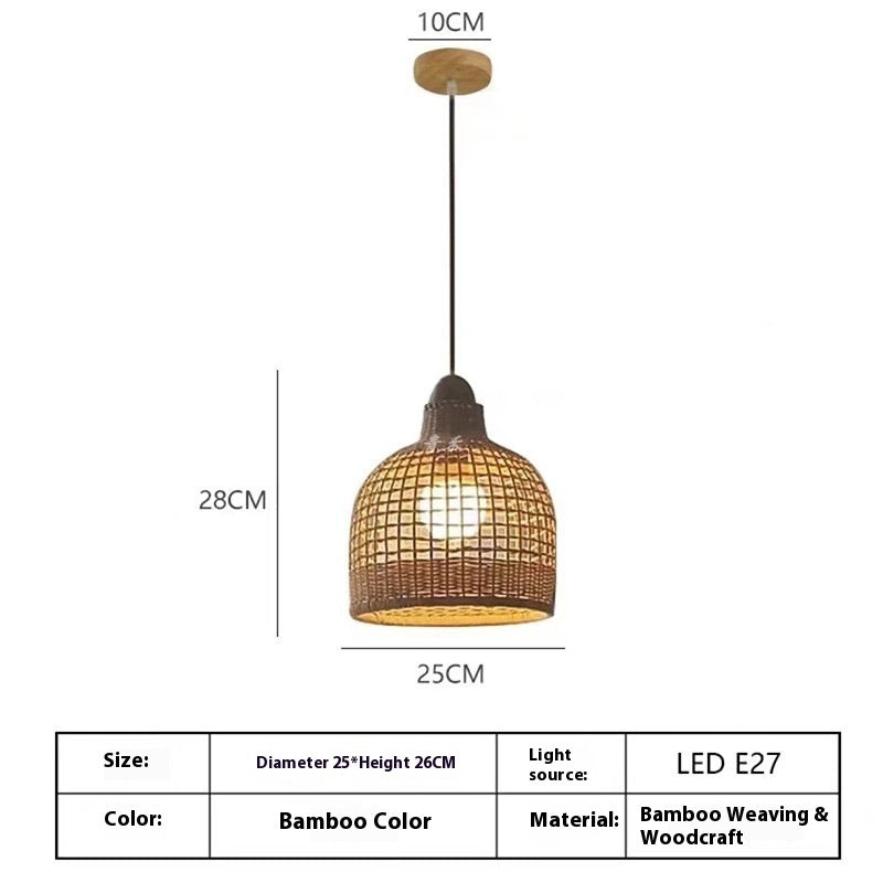 Dining Room Chandelier Retro Wooden Rattan Lamps | Tea Room Bedroom Lighting