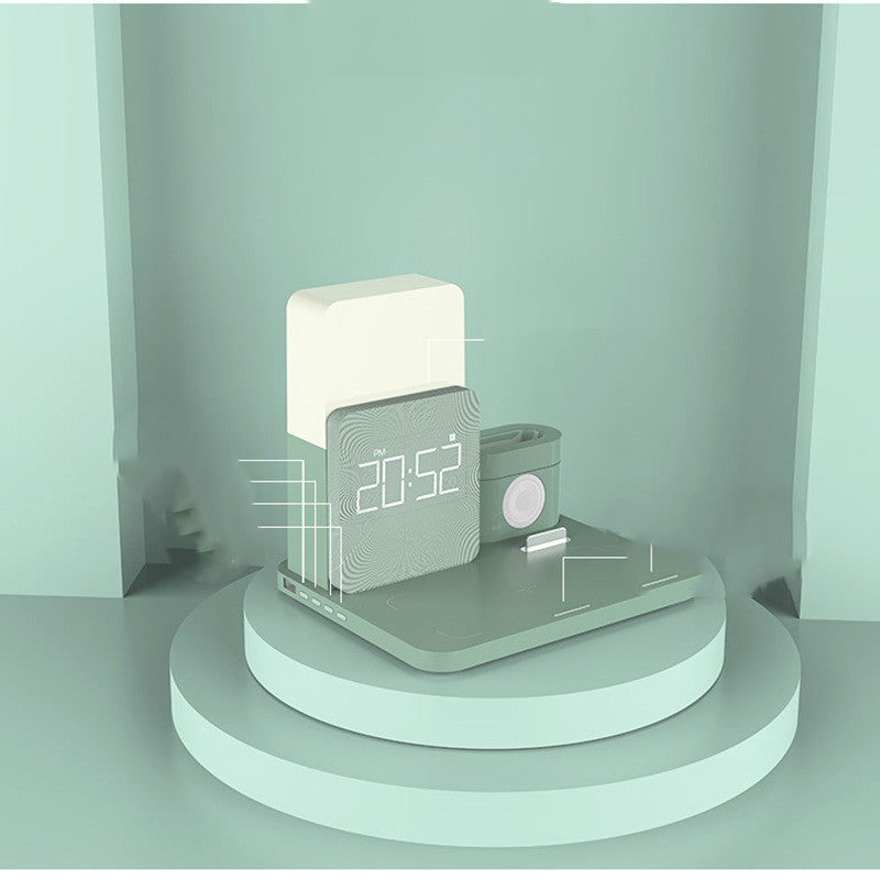 3-in-1 Clock Night Light Qi Wireless Charger Stand | Fast Charging Station