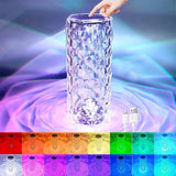 16 Colors LED Crystal Lamp Rose Light Touch Table Lamp | Bedroom Lighting 547g